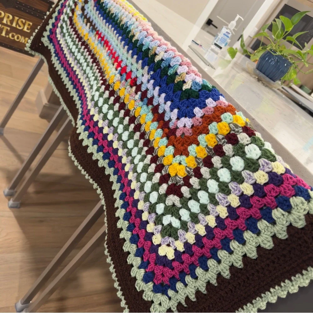 52” NWT Granny Square Blanket Handmade Crochet